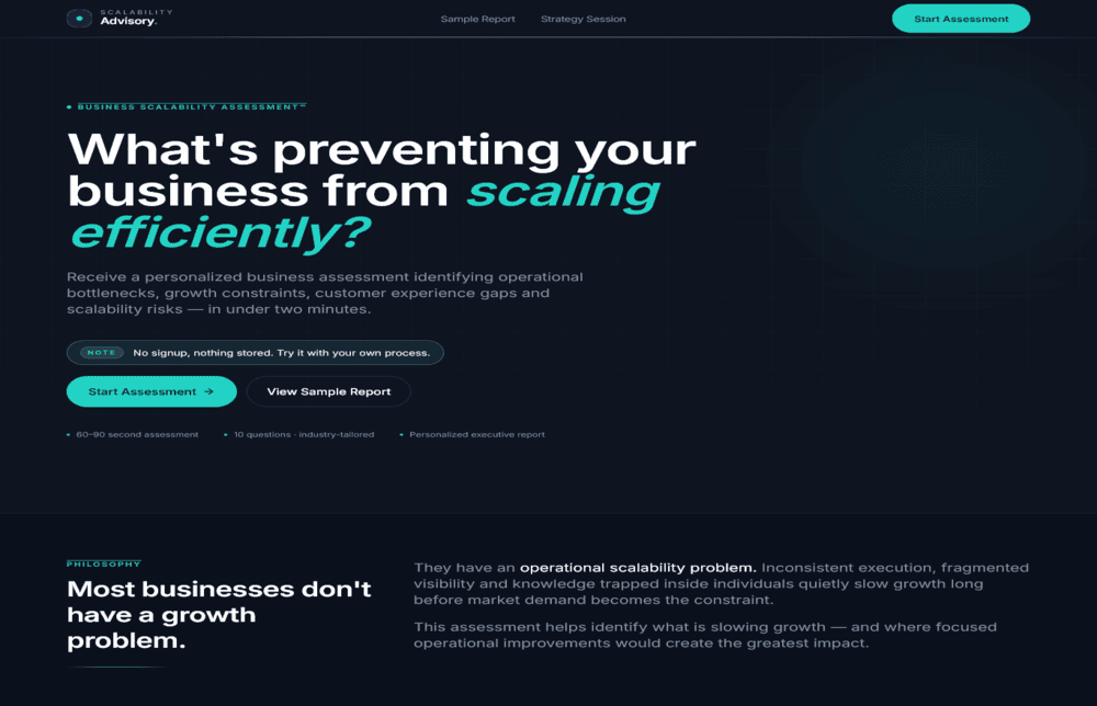 Business Assessment — Scalability Advisory report identifying growth constraints
