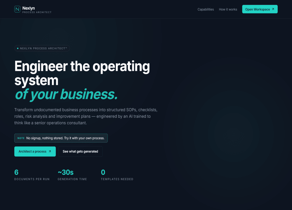 Process Architect — dashboard for engineering operational dossiers from any process description